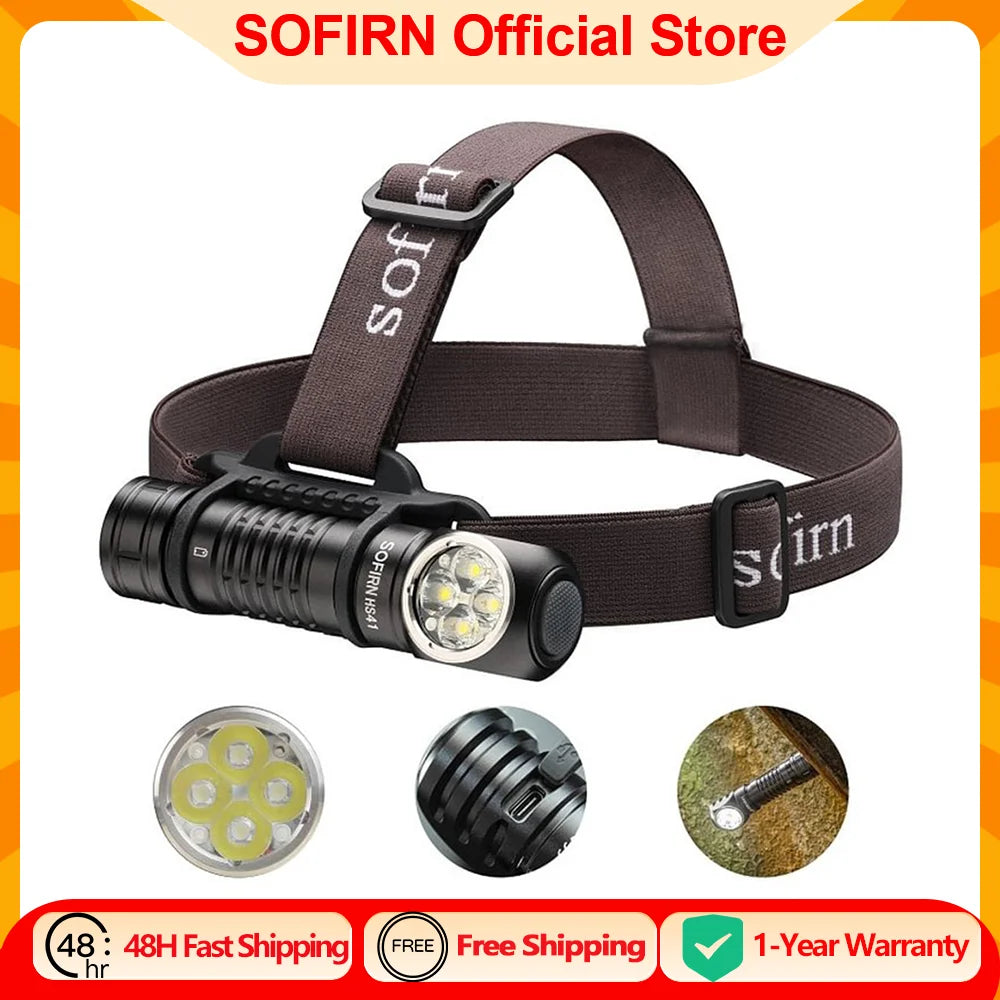 Sofirn HS41 Headlamp USB C Rechargeable 4000lm SST20 LED