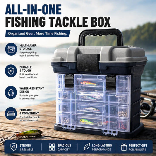 4-Tier Fishing Tackle Box With Adjustable Dividers