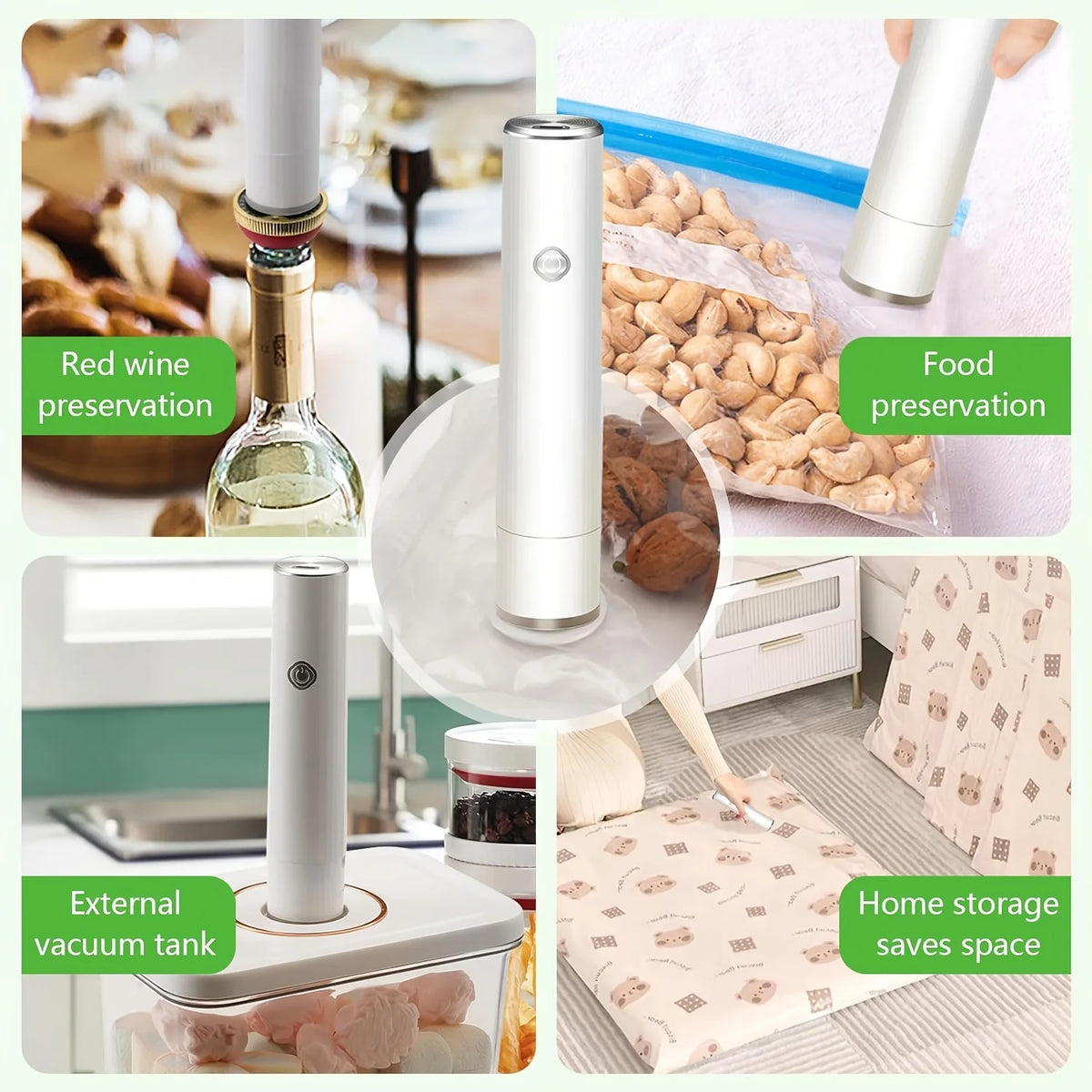 Handheld Vacuum Sealer With 5 Reusable Bags Portable Meal Saver
