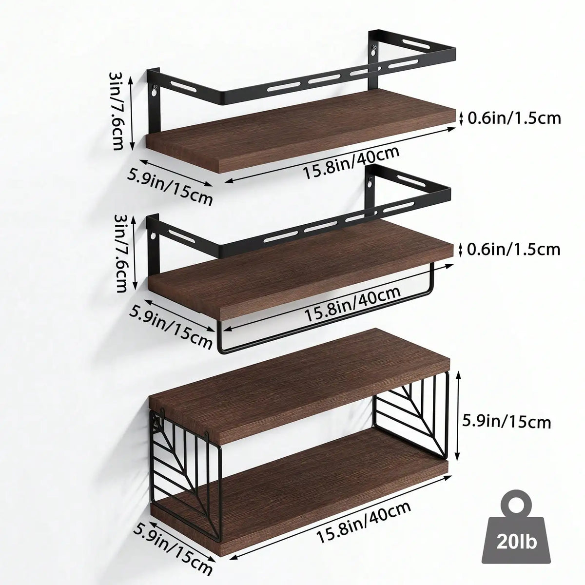 3 Tier Wall Mounted Bathroom Shelves With Towel Bar
