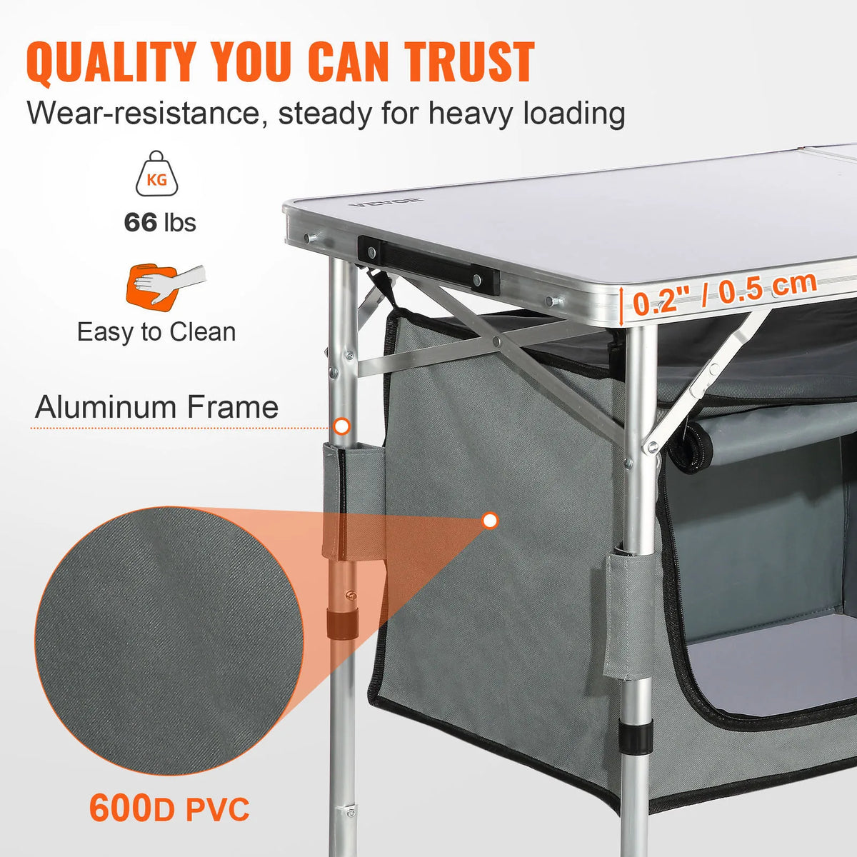VEVOR Camping Kitchen Table Folding Setup Outdoor Cooking Station