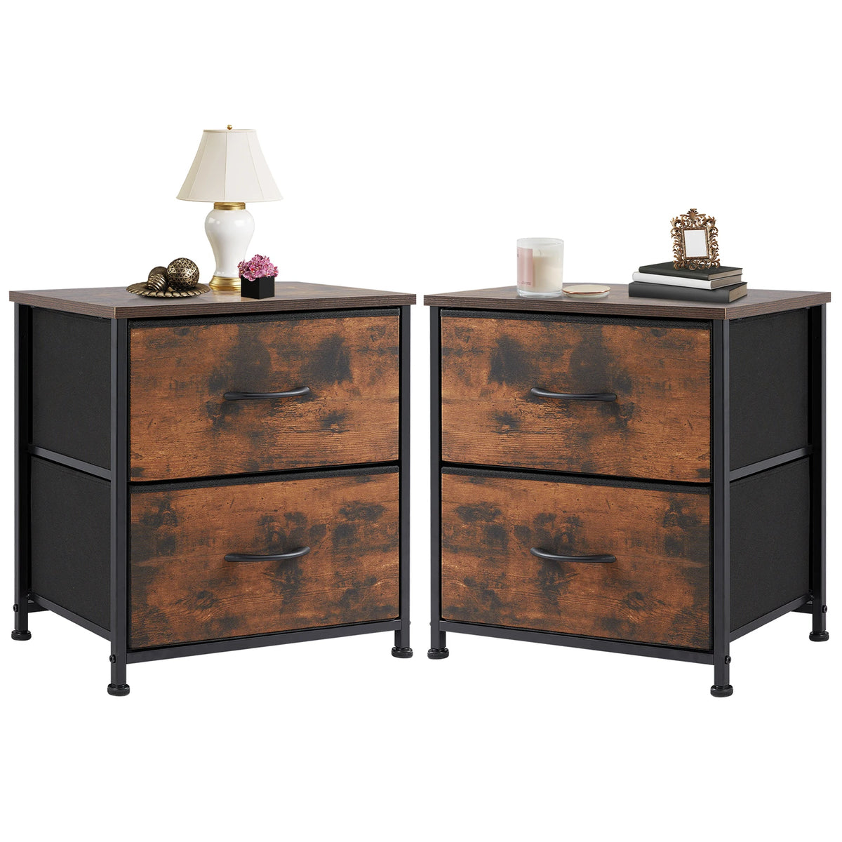 JHK Minimalist Nightstand Bedside Table With Storage Drawers