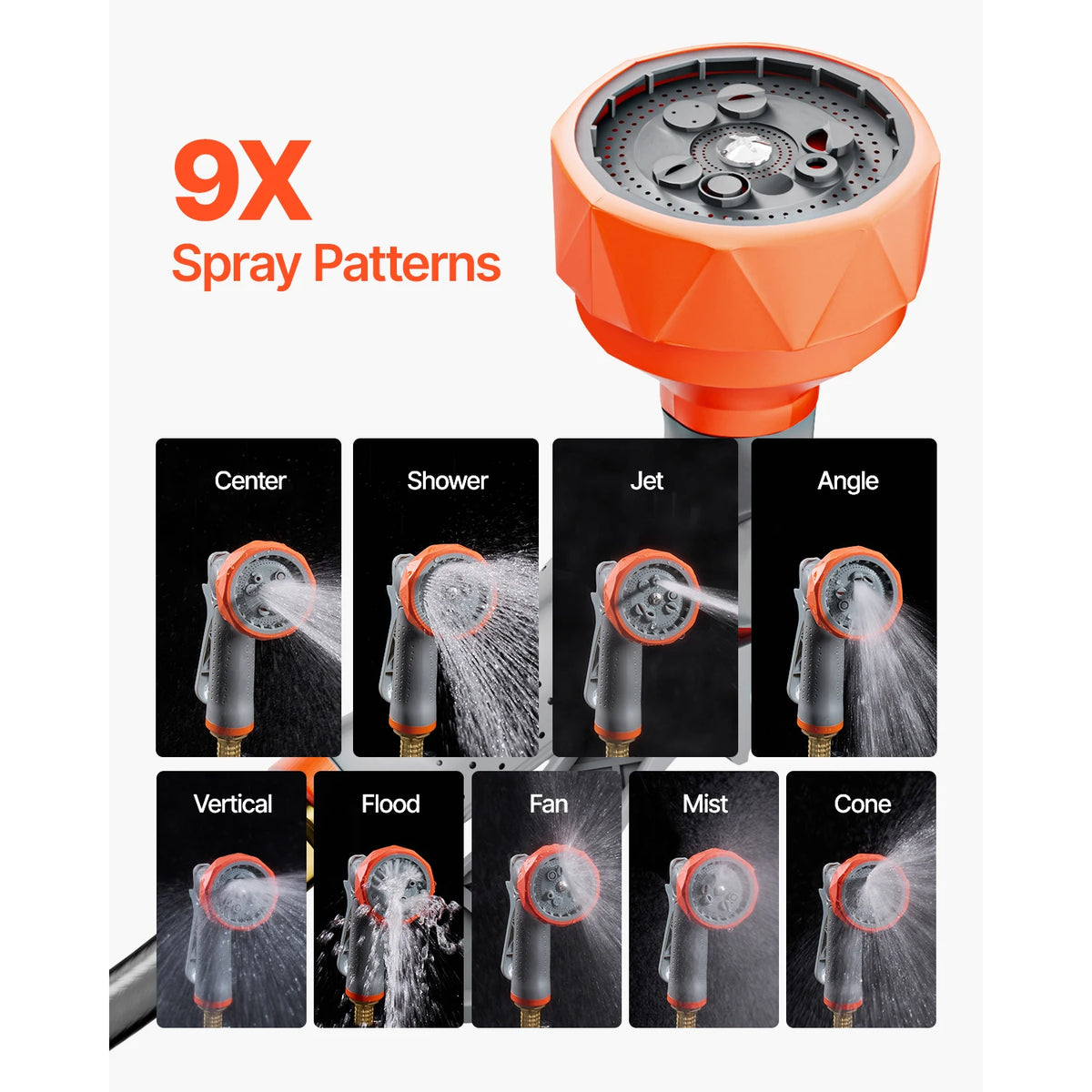 SucceBuy Retractable Wall Mounted Hose Reel With 9 Pattern Nozzle