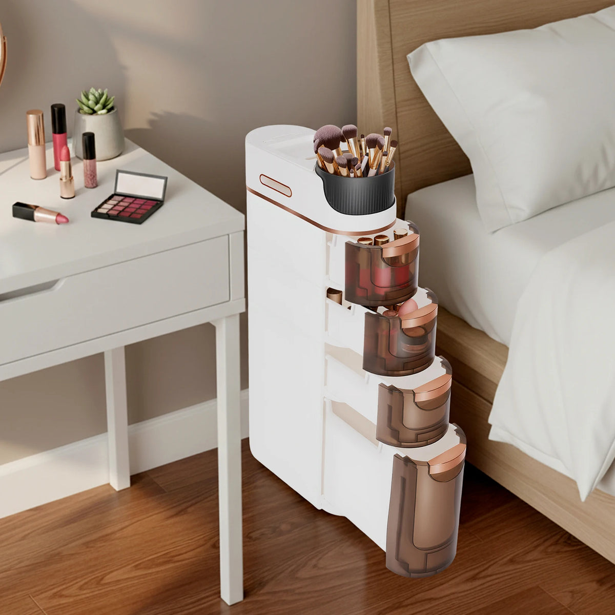 White 4-Drawer Slim Bathroom Storage Organizer