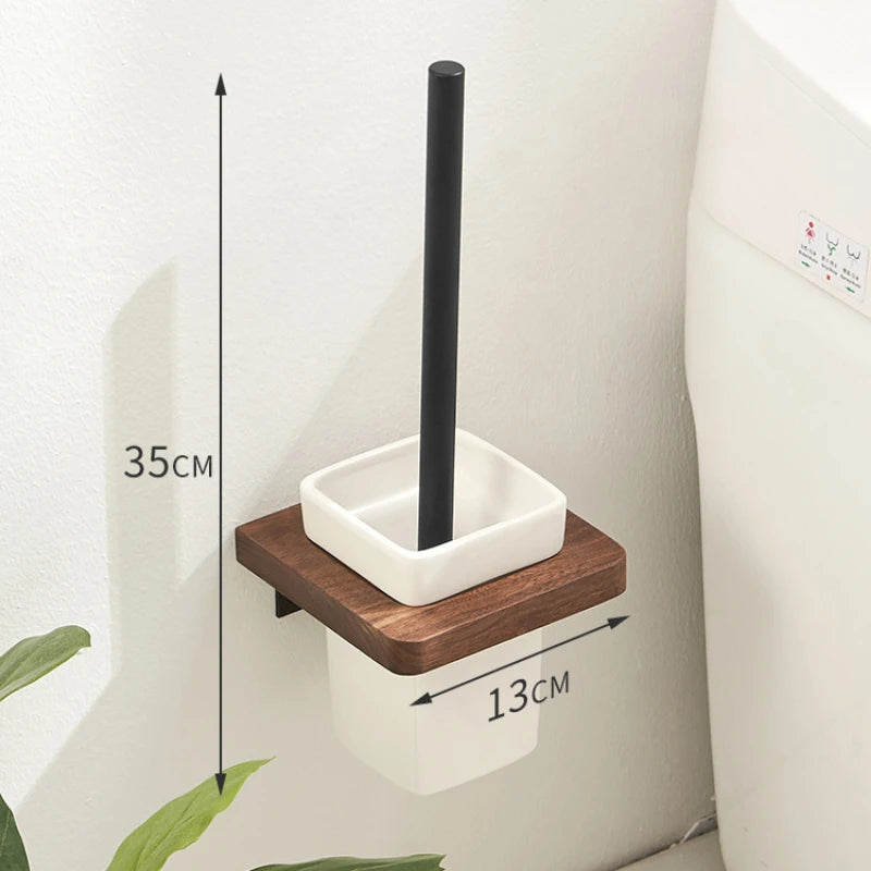 Walnut Wall Mounted Towel Rack And Bath Storage Organizer