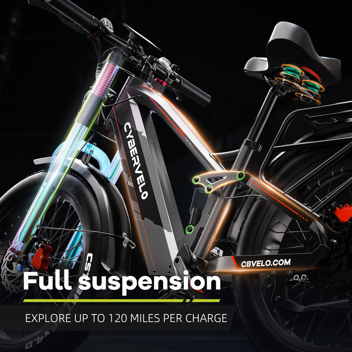 Cybervelo 5000W Peak Fat Tire Electric Bike Mountain Commuter