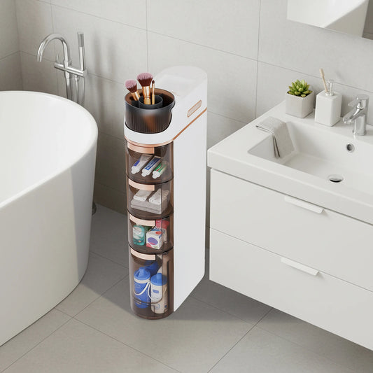 White 4-Drawer Slim Bathroom Storage Organizer