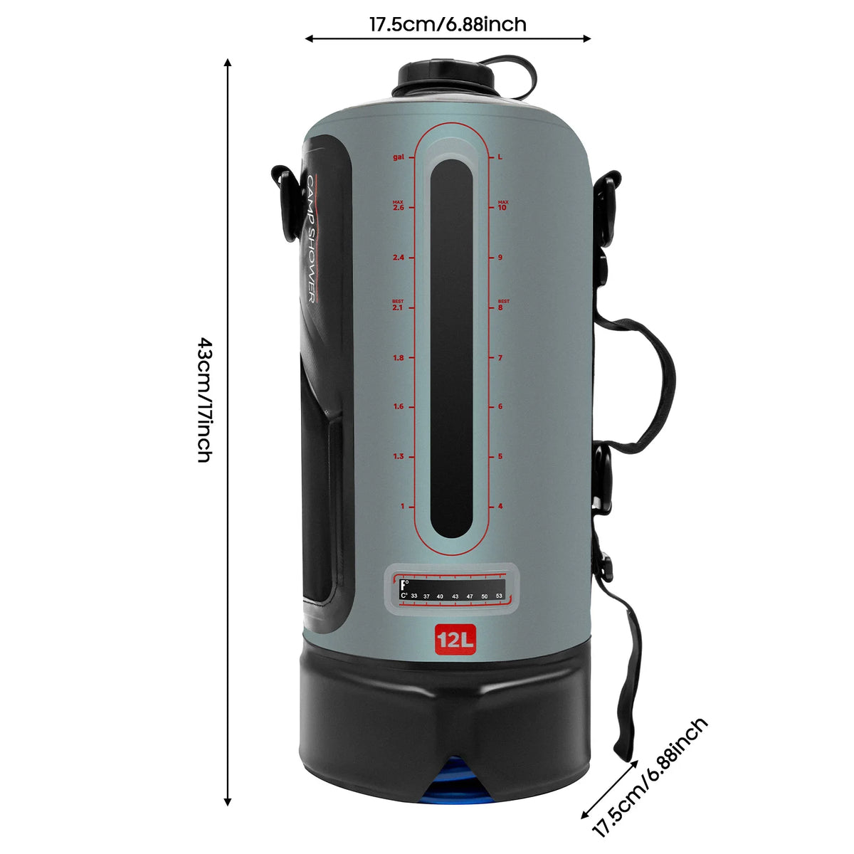 Bymaocar 12L Portable Camping Shower Bag For Outdoor Hiking