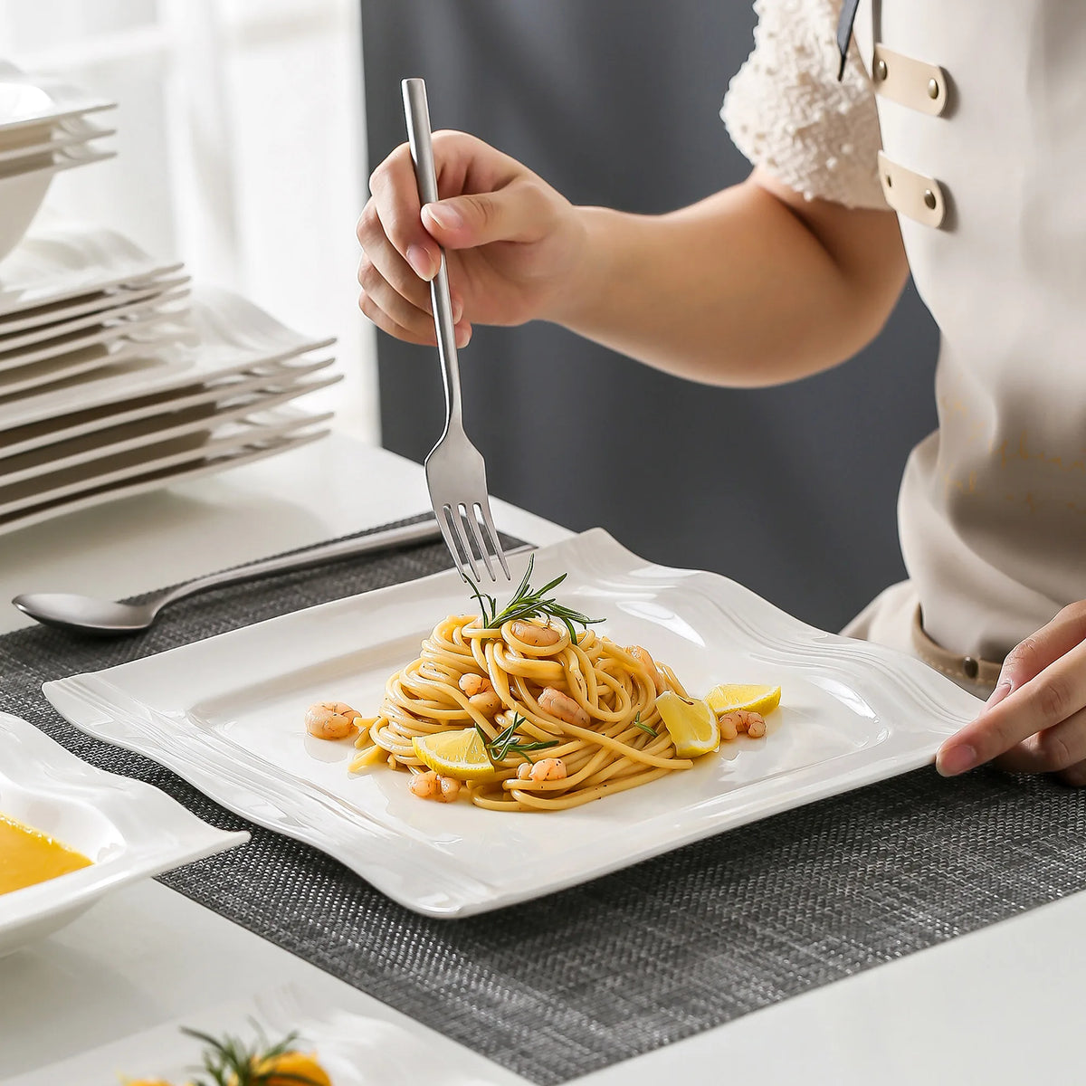 Malacasa Square Porcelain Dinnerware Set Plates And Bowls
