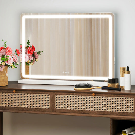 JHK LED Vanity Mirror Aluminum Frame Dimmable 3 Lighting Modes Memory