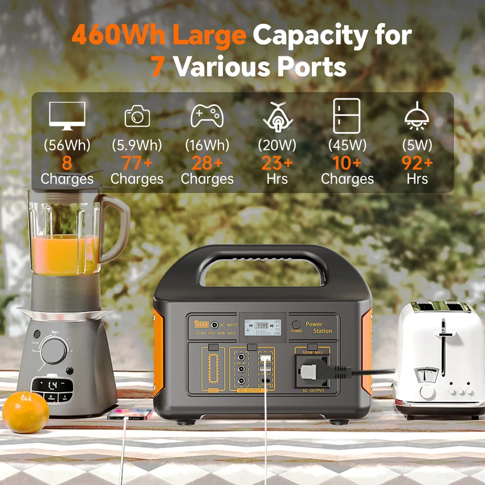 GaiaRay Portable Solar Power Station 500W 460Wh With LED Display