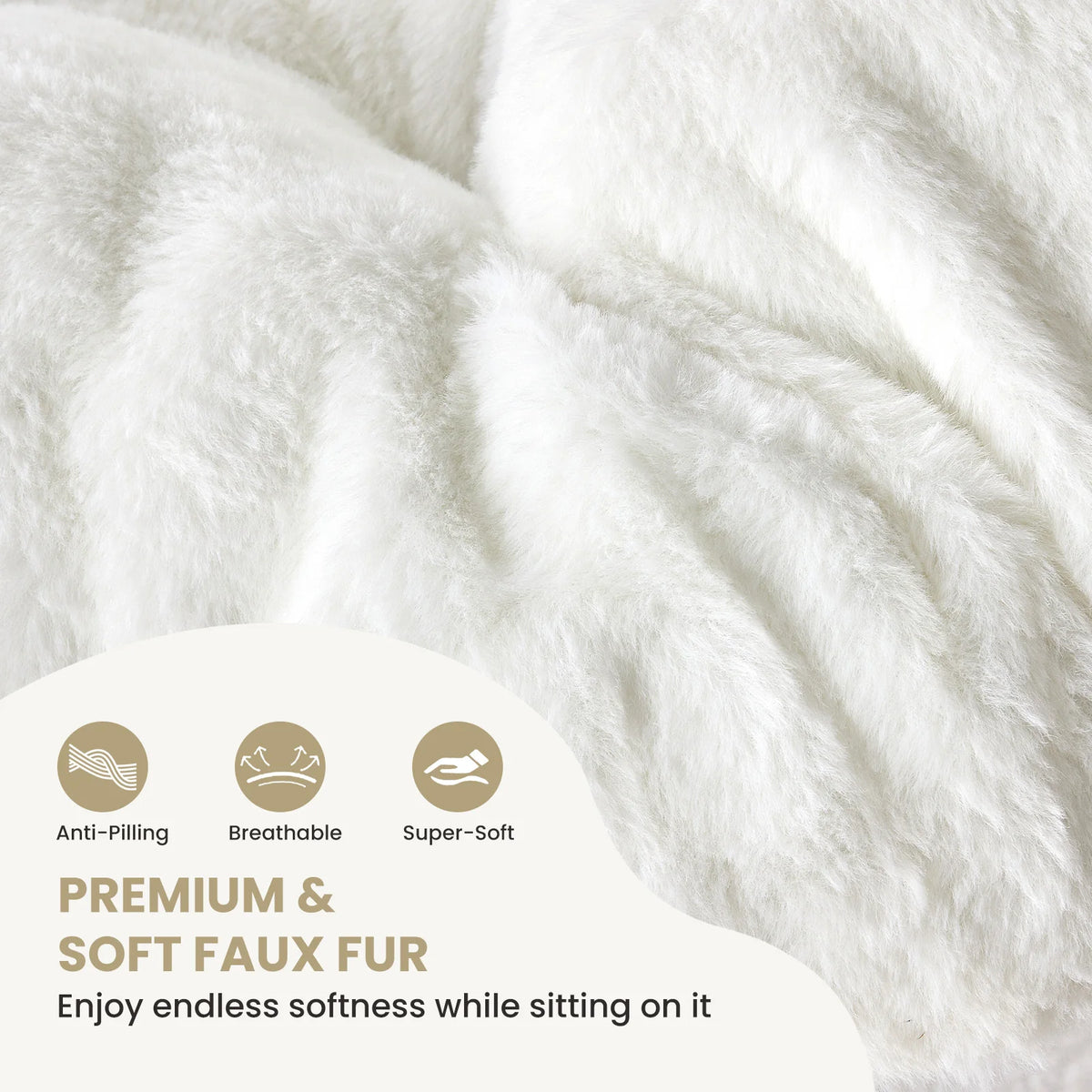 JHK Cozy Saucer Chair With Soft Faux Fur Folding Metal Frame