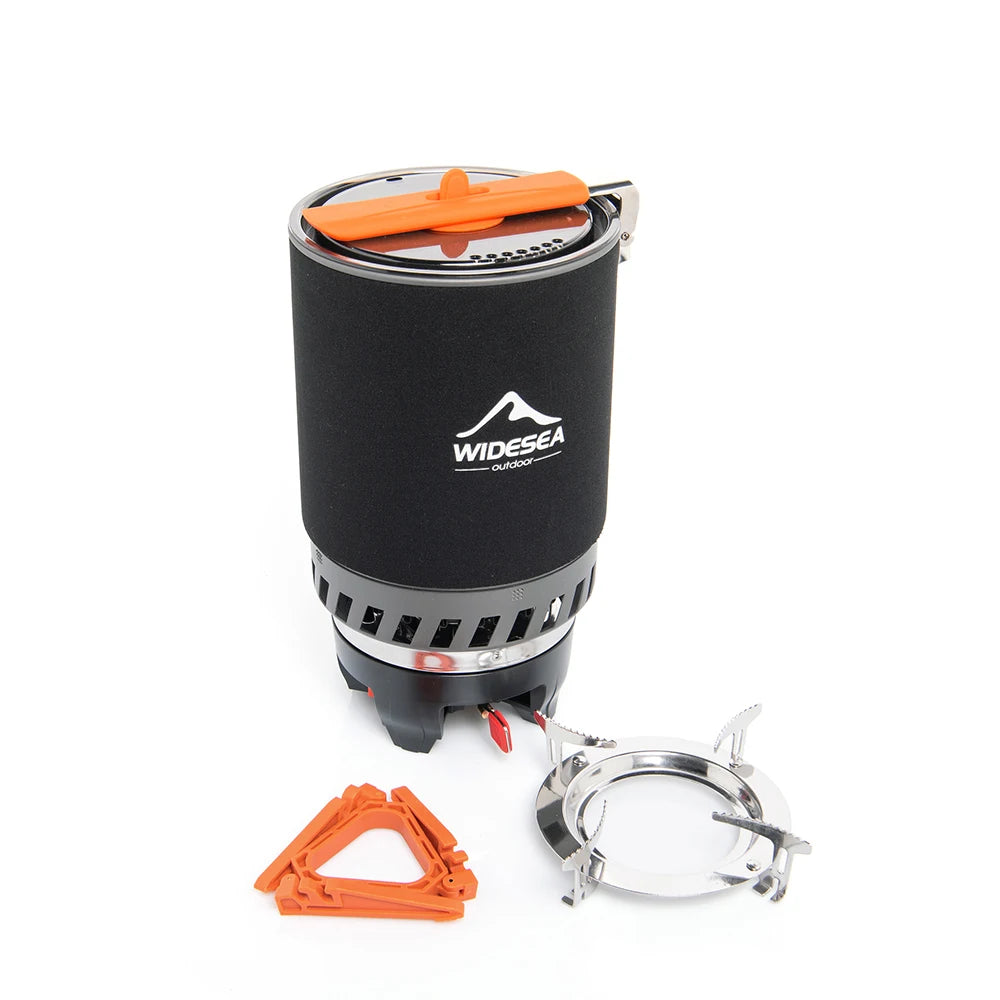 Widesea Camping Cooking System With Heat Exchanger Gas Burner Stove Pot Set