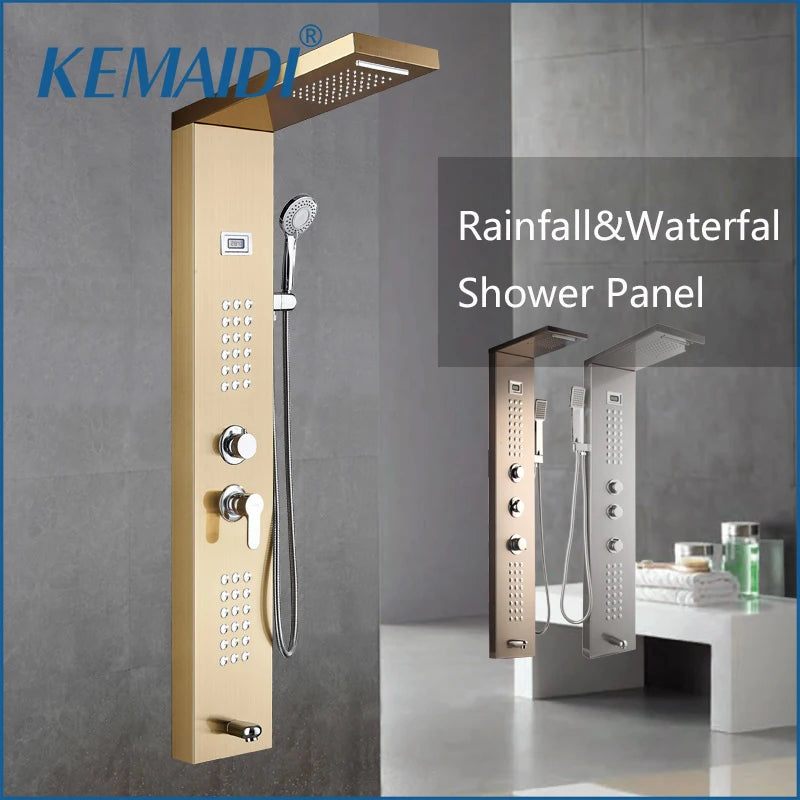 Mekkhala Multifunctional Brass Shower Panel Tower With Massage Jets
