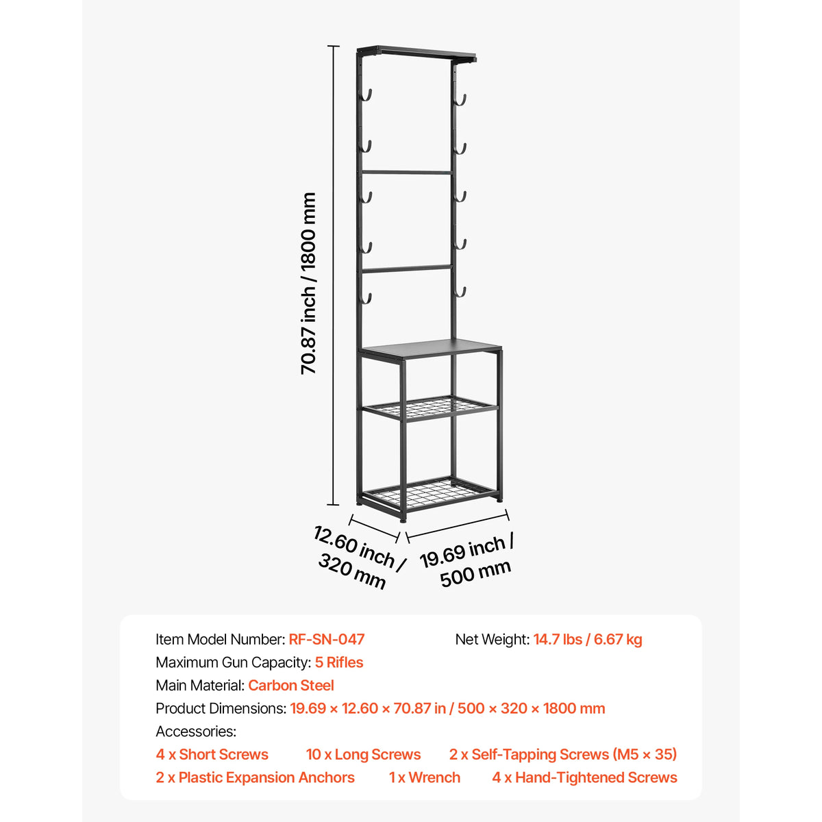 SucceBuy Floor Standing Indoor Gun Rack With Storage Shelf