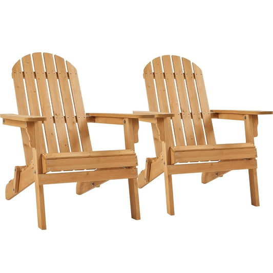 Folding Adirondack Chairs Set of 2 Weather Resistant Fir Wood