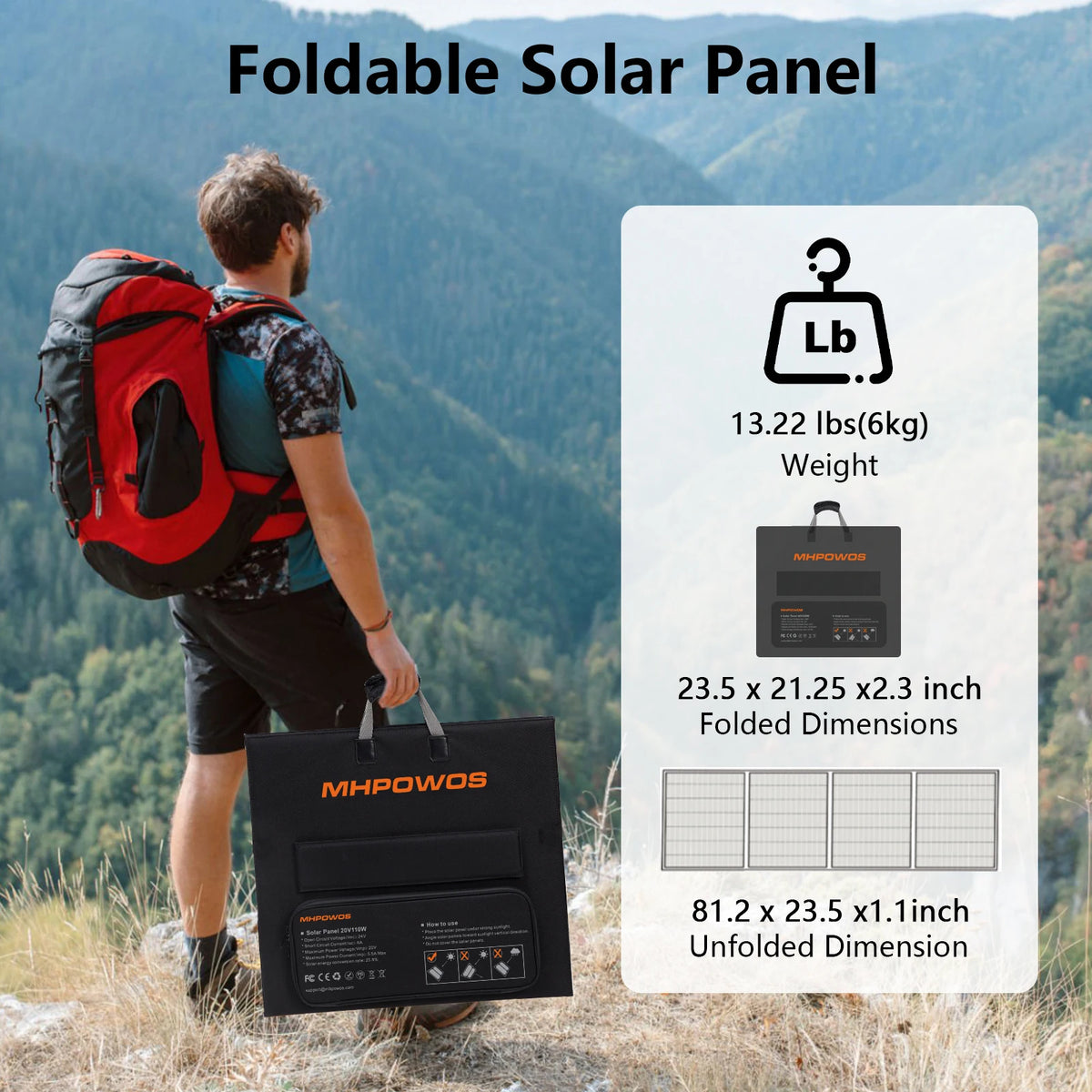 MHPOWOS 400W Portable Foldable Solar Panel Charger