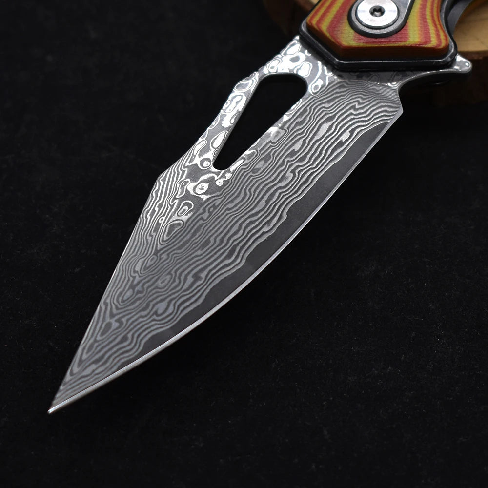 Blackdragon Damascus Steel Folding Pocket Knife With G10 Handle