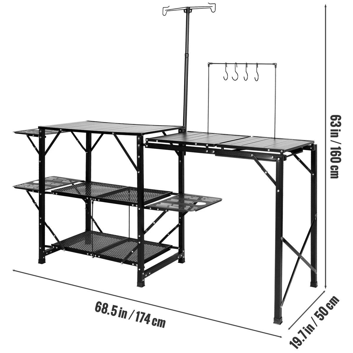 SucceBuy Camping Kitchen Table with Sink, Aluminum Folding Portable Outdoor Cook Station, for Picnic BBQ Beach Traveling