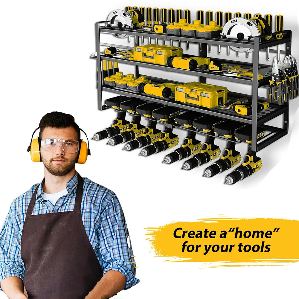 Heavy Duty Wall Mounted Power Tool Storage Rack Organizer
