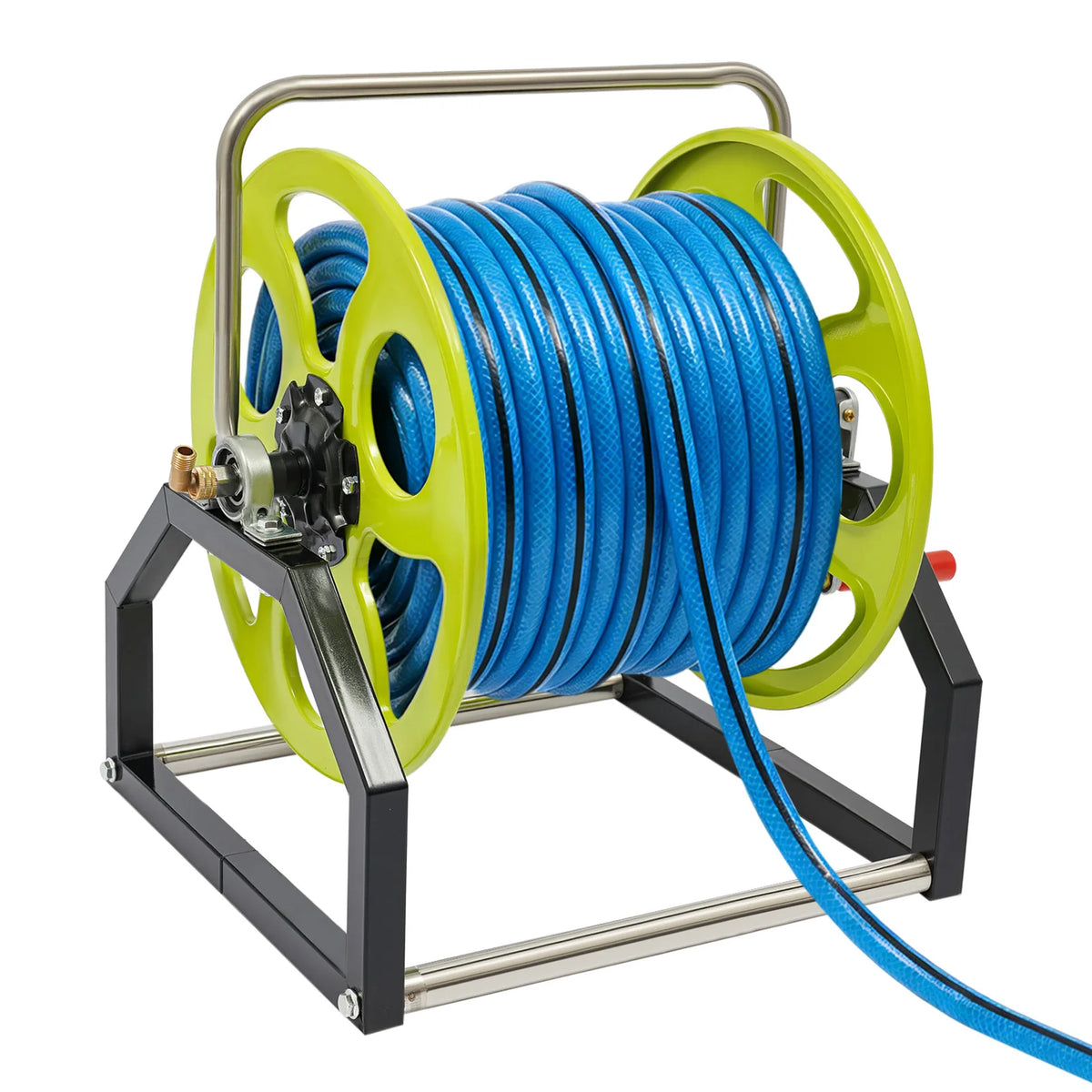 Garden Hose Reel Metal With 360 Degree Swivel Nozzle And Crank Handle
