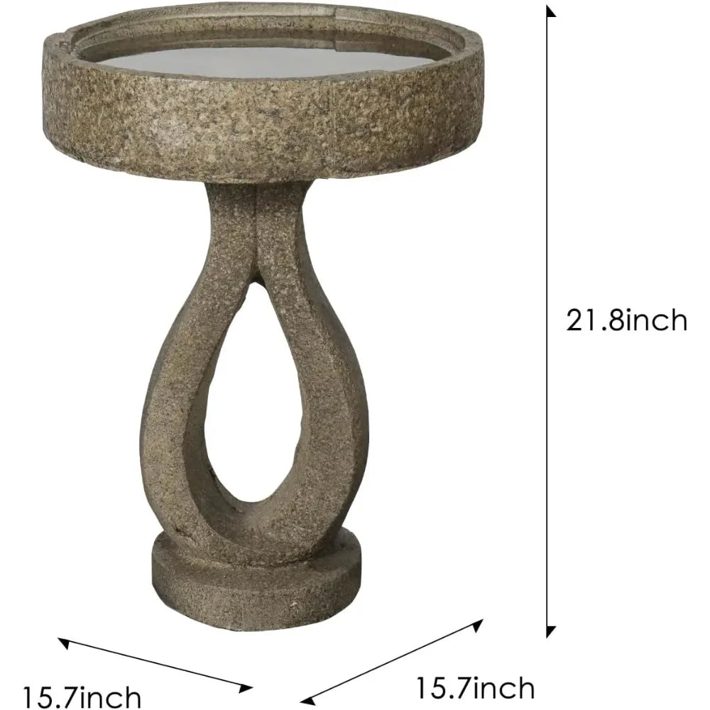 Concrete Modern Garden Bird Bath With Geometric Pedestal Decoration