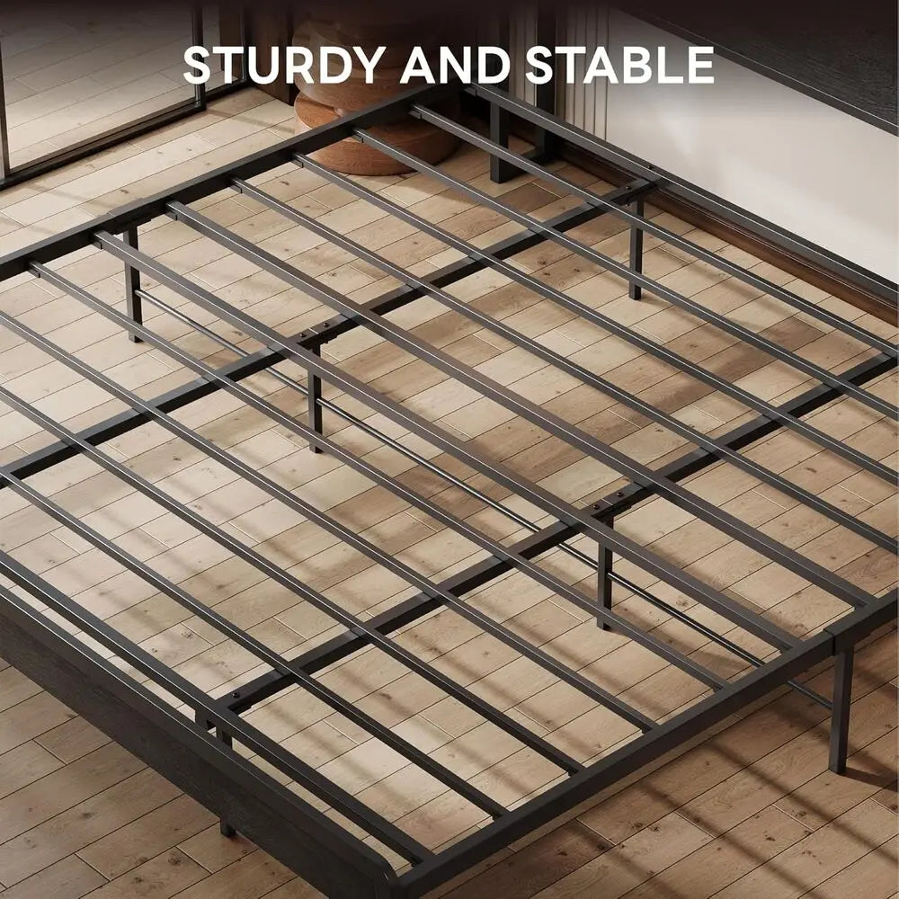 LIKIMIO Bed Frame With Headboard Sturdy Noise Free With Strong Supports