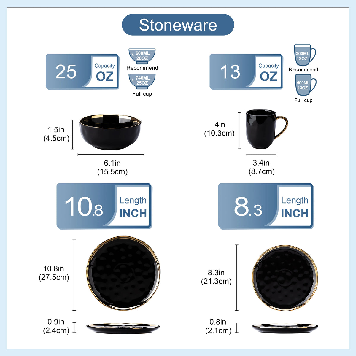 Malacasa Ceramic Dinnerware Set With Gold Trim Tableware