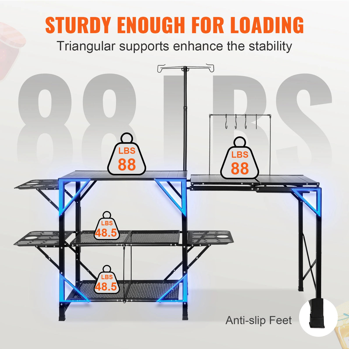 SucceBuy Camping Kitchen Table with Sink, Aluminum Folding Portable Outdoor Cook Station, for Picnic BBQ Beach Traveling