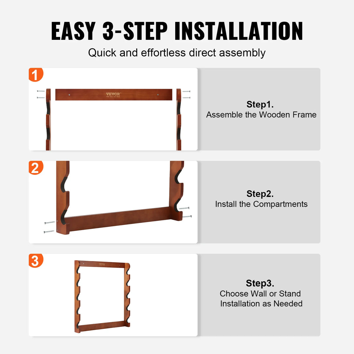 SucceBuy Wood Gun Rack Wall Mount Holds 5 Guns With Soft Padding