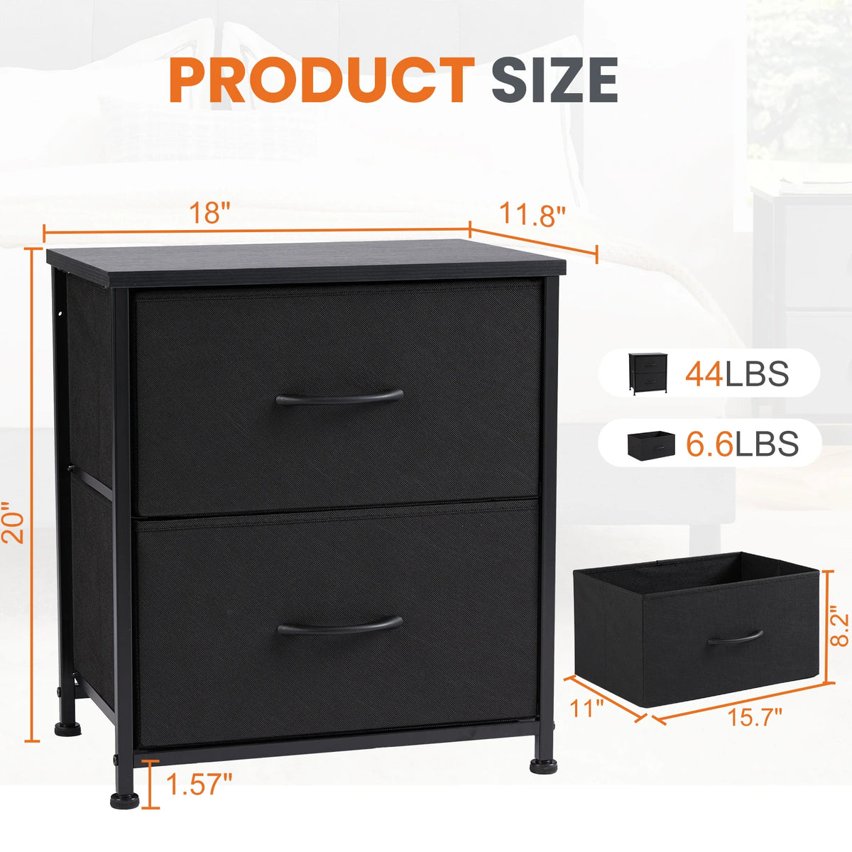 JHK Minimalist Nightstand Bedside Table With Storage Drawers