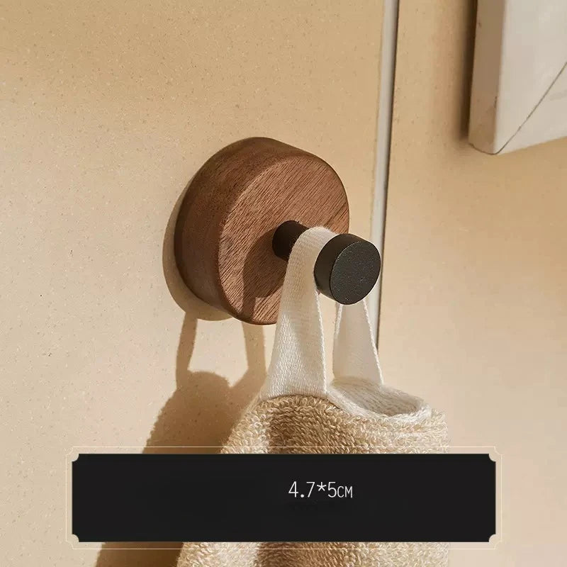 Walnut Wall Mounted Towel Rack And Bath Storage Organizer