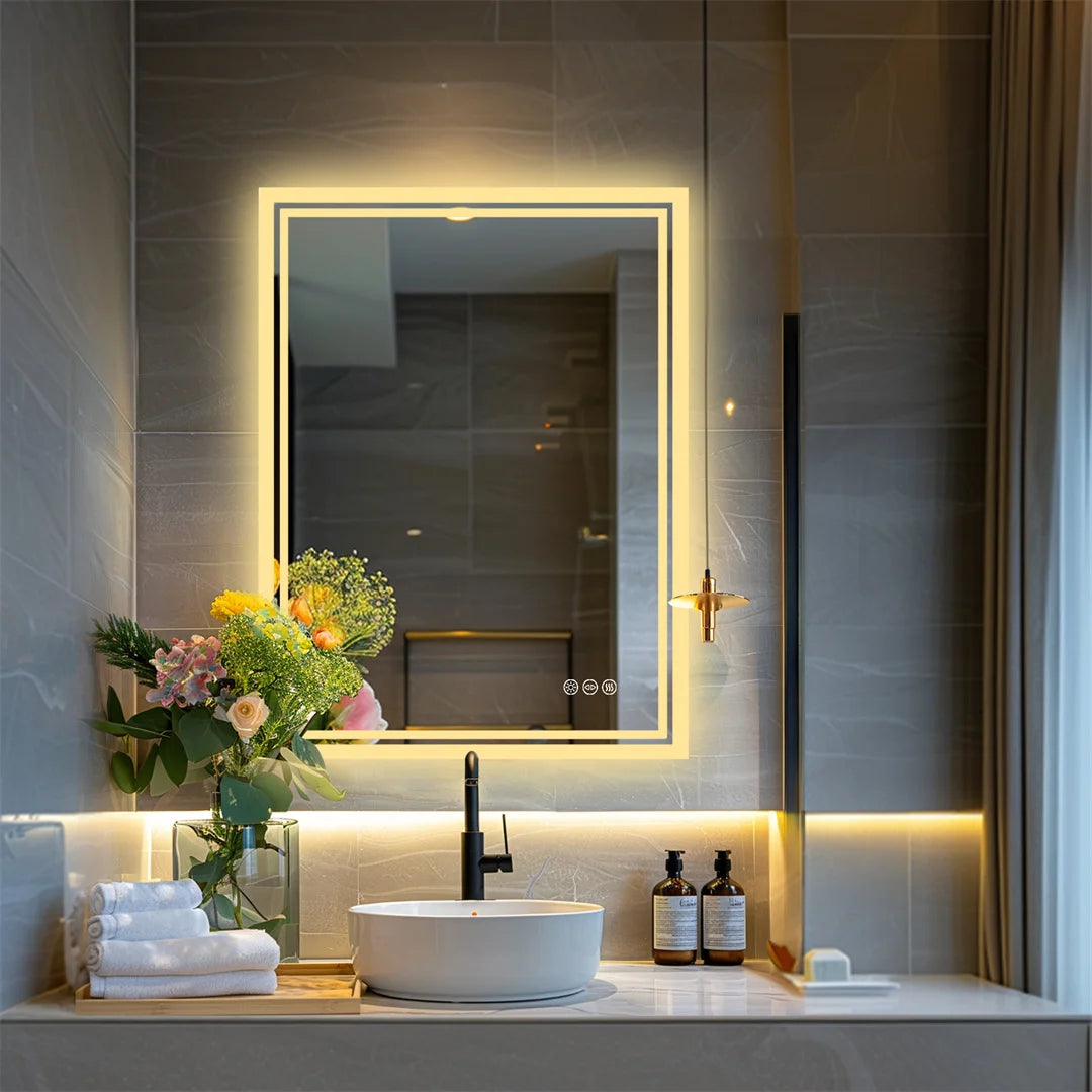 Luvodi Frameless LED Backlit Bathroom Mirror Touch Control