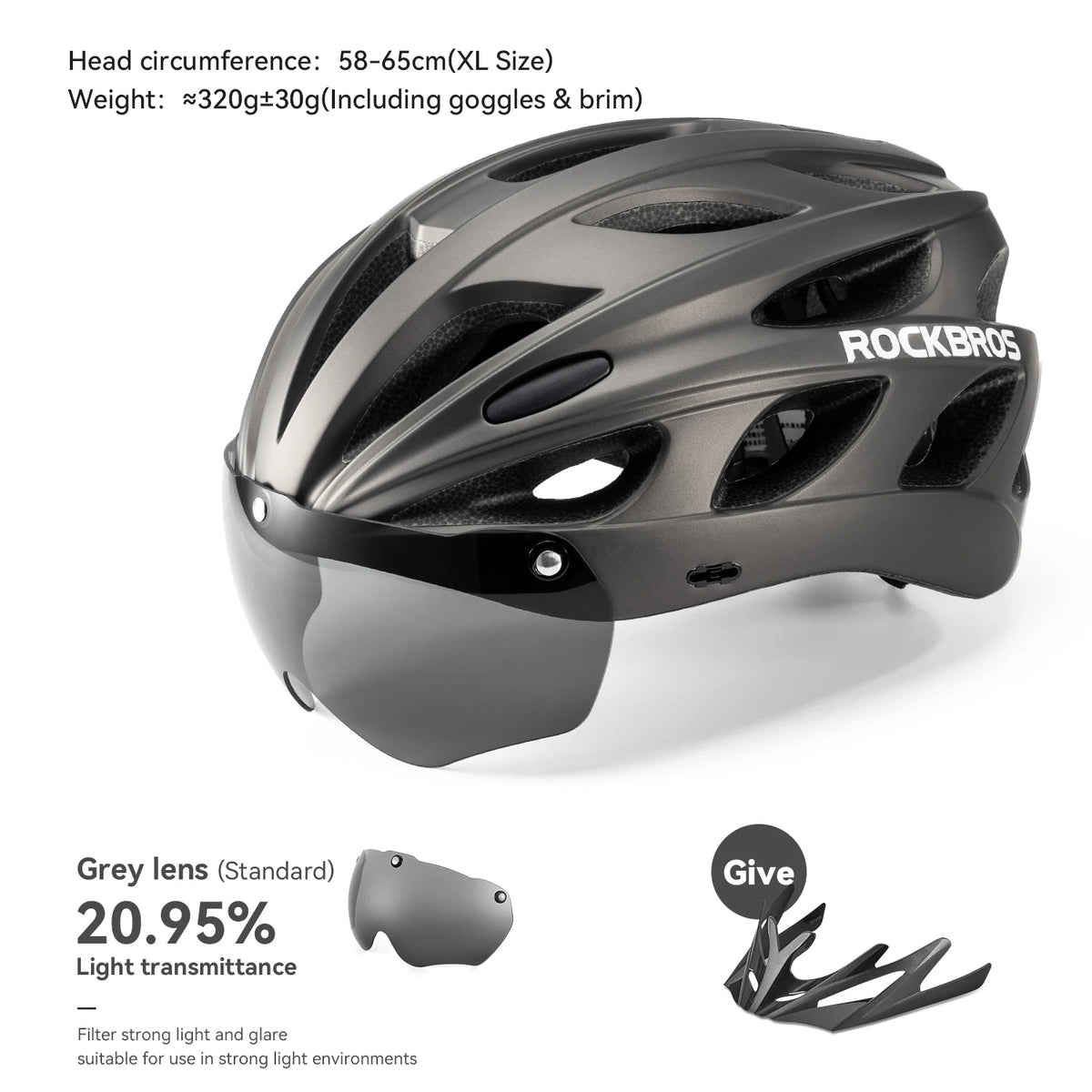 ROCKBROS Cycling Helmet With Goggles Unisex Lightweight Protection