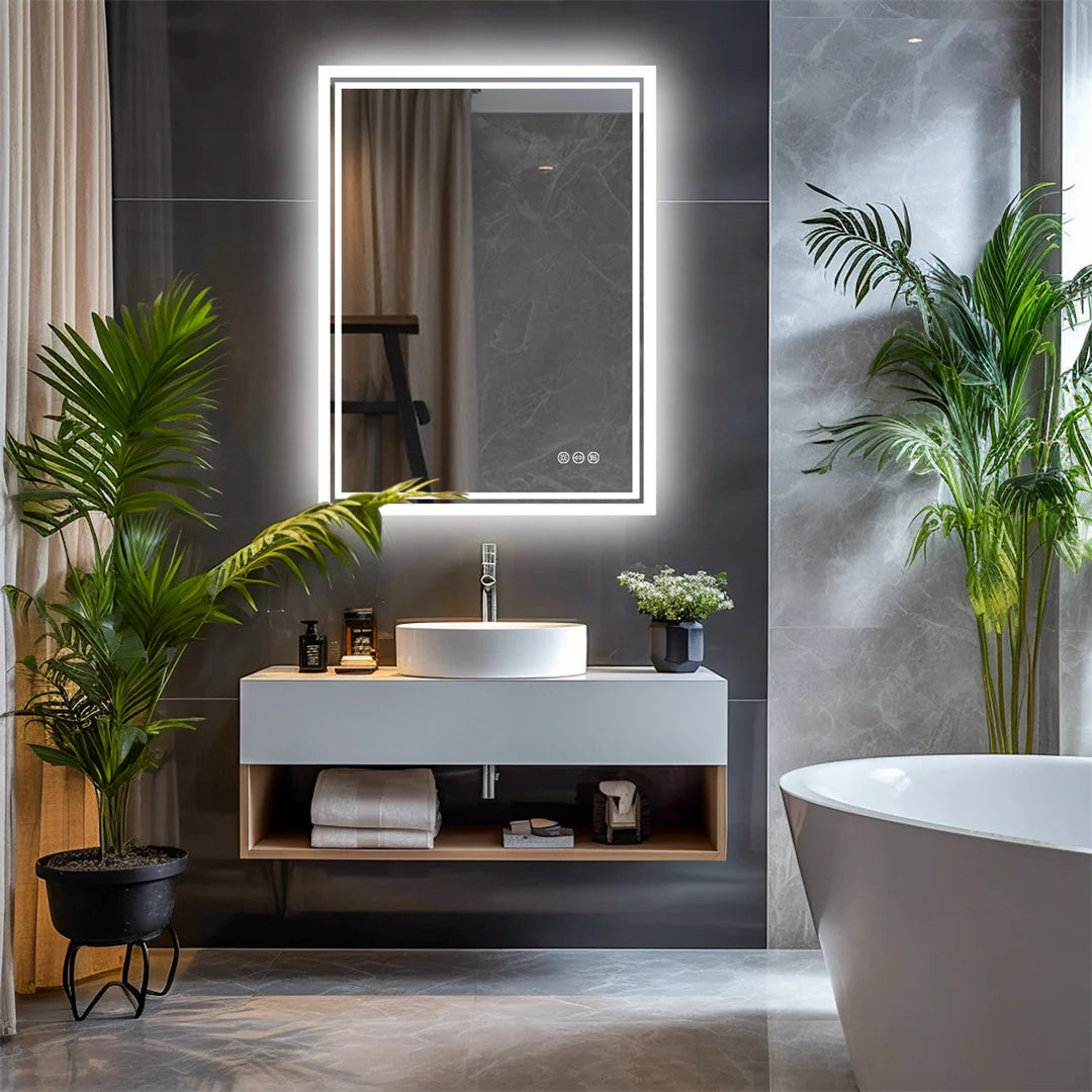 Luvodi Frameless LED Backlit Bathroom Mirror Touch Control