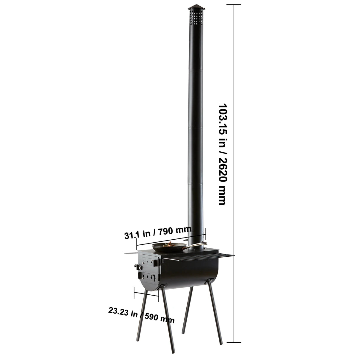 Portable Alloy Steel Camping Wood Stove With Chimney Pipes