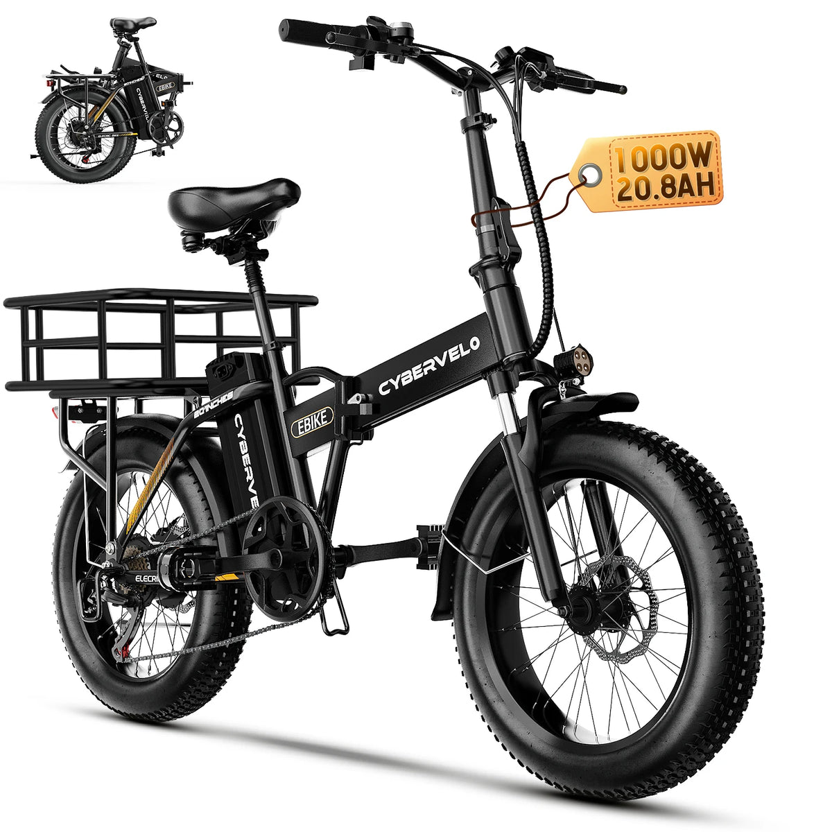 CYBERVELO EK4 Folding 1000W Electric Bike 48V Battery