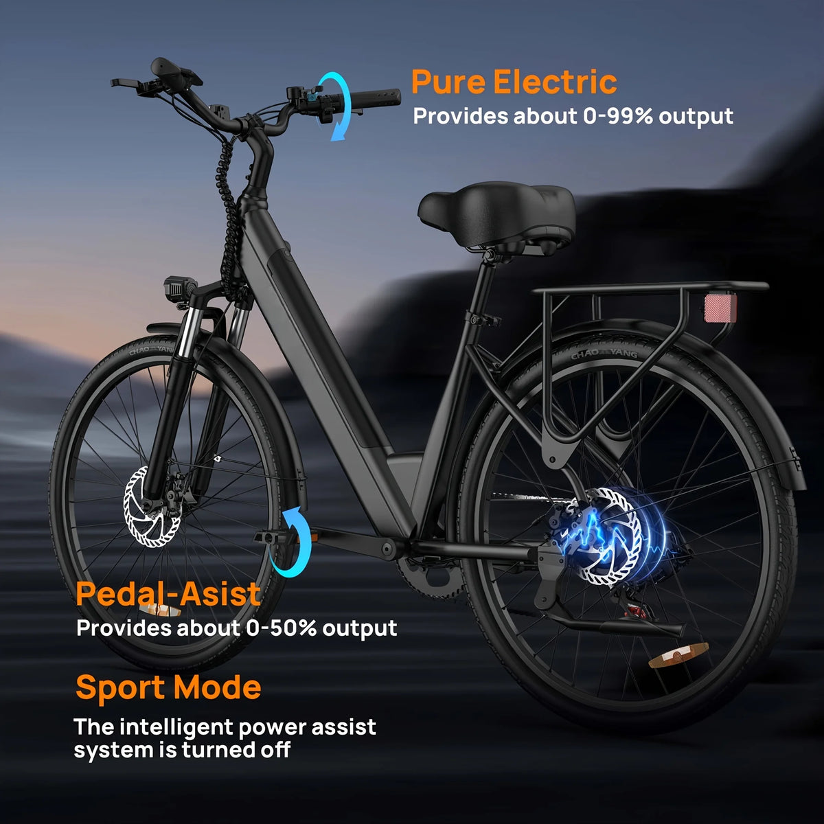 Urlife 750W Adult Electric Commuter Bike With Hydraulic Disc Brakes