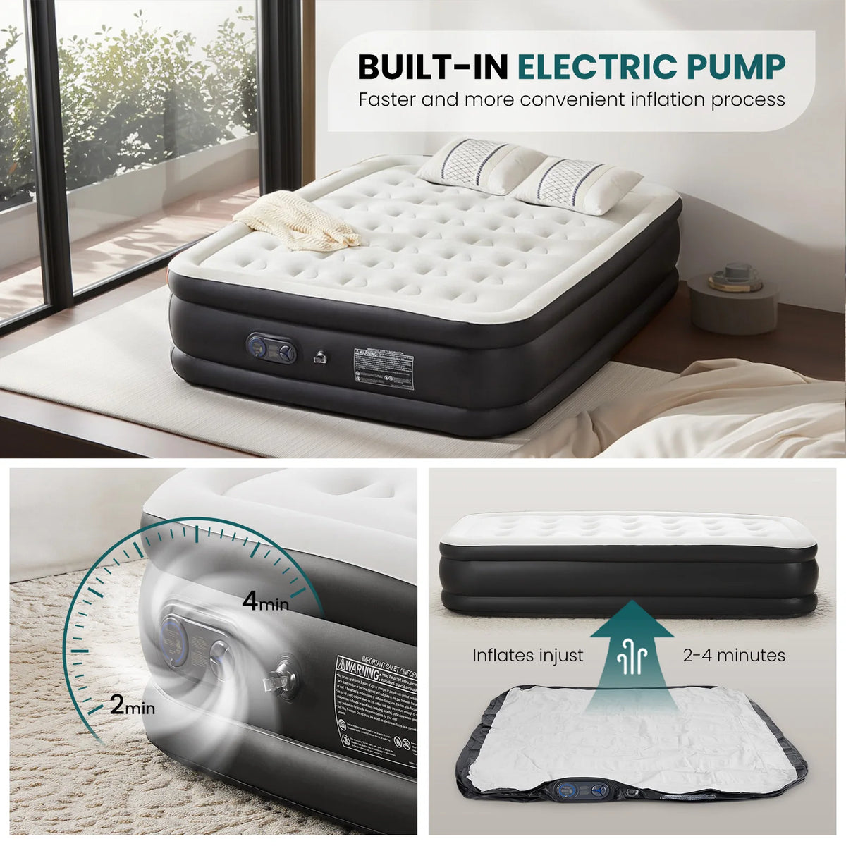 JHK Air Mattress With Non-Slip Bottom For Home And Camping