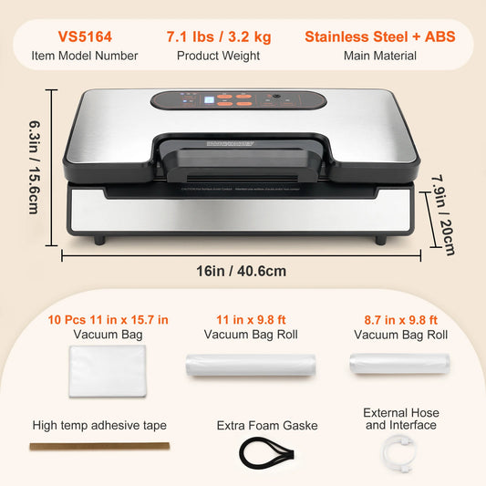 SucceBuy Vacuum Sealer Machine 90KPa 130W With Free TenPcs Bags