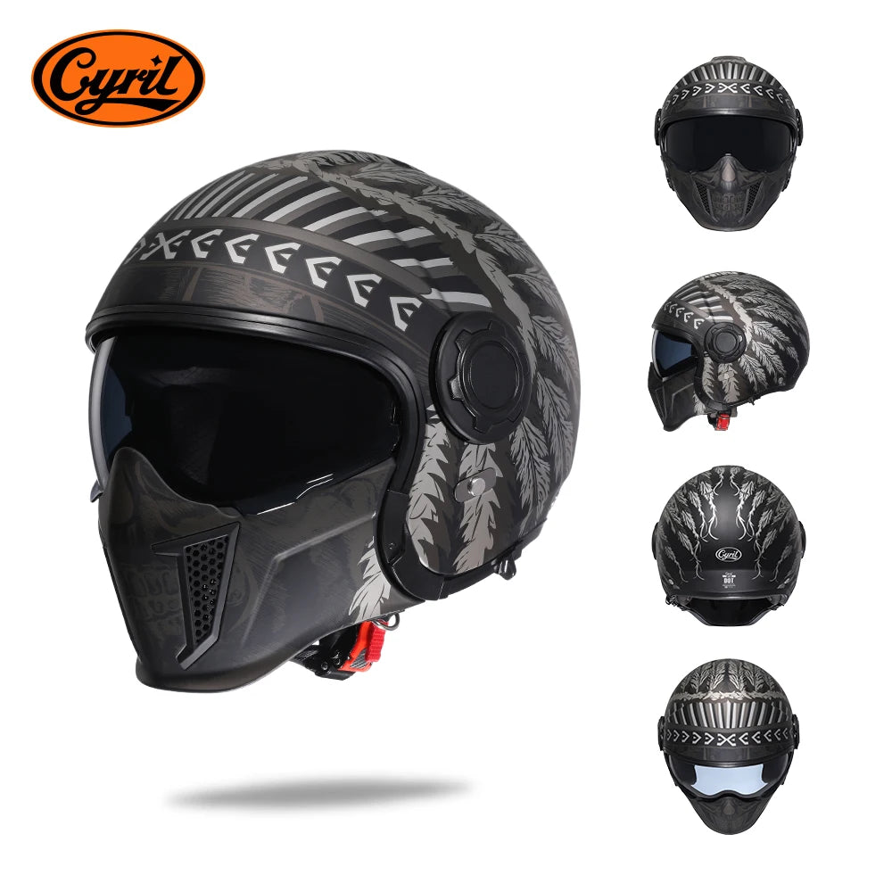 Cyril OP12A Modular Full Face Motorcycle Helmet With Dual Lens