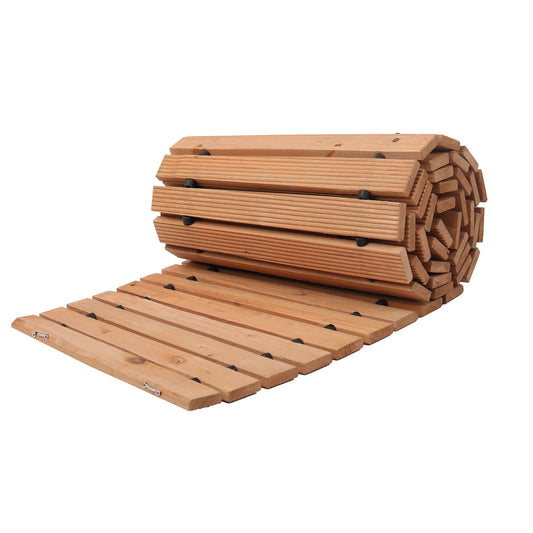 Curved Cedar Garden Pathway Non Slip Roll Out Walkway Backyard