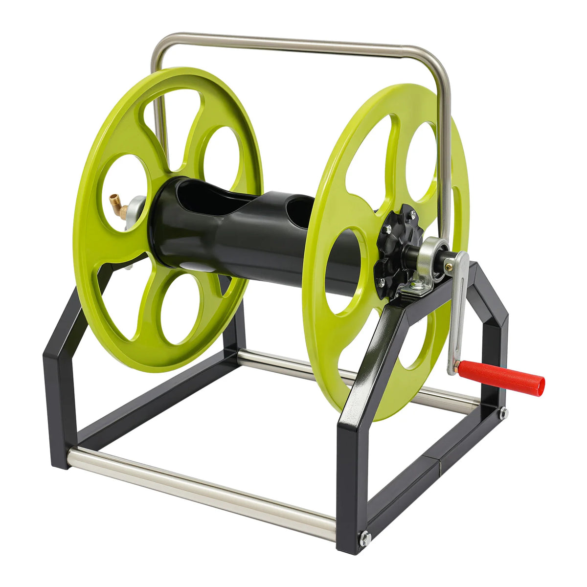 Garden Hose Reel Metal With 360 Degree Swivel Nozzle And Crank Handle