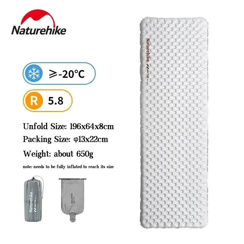 Naturehike Inflatable Ultralight Sleeping Pad High R Value For Camping