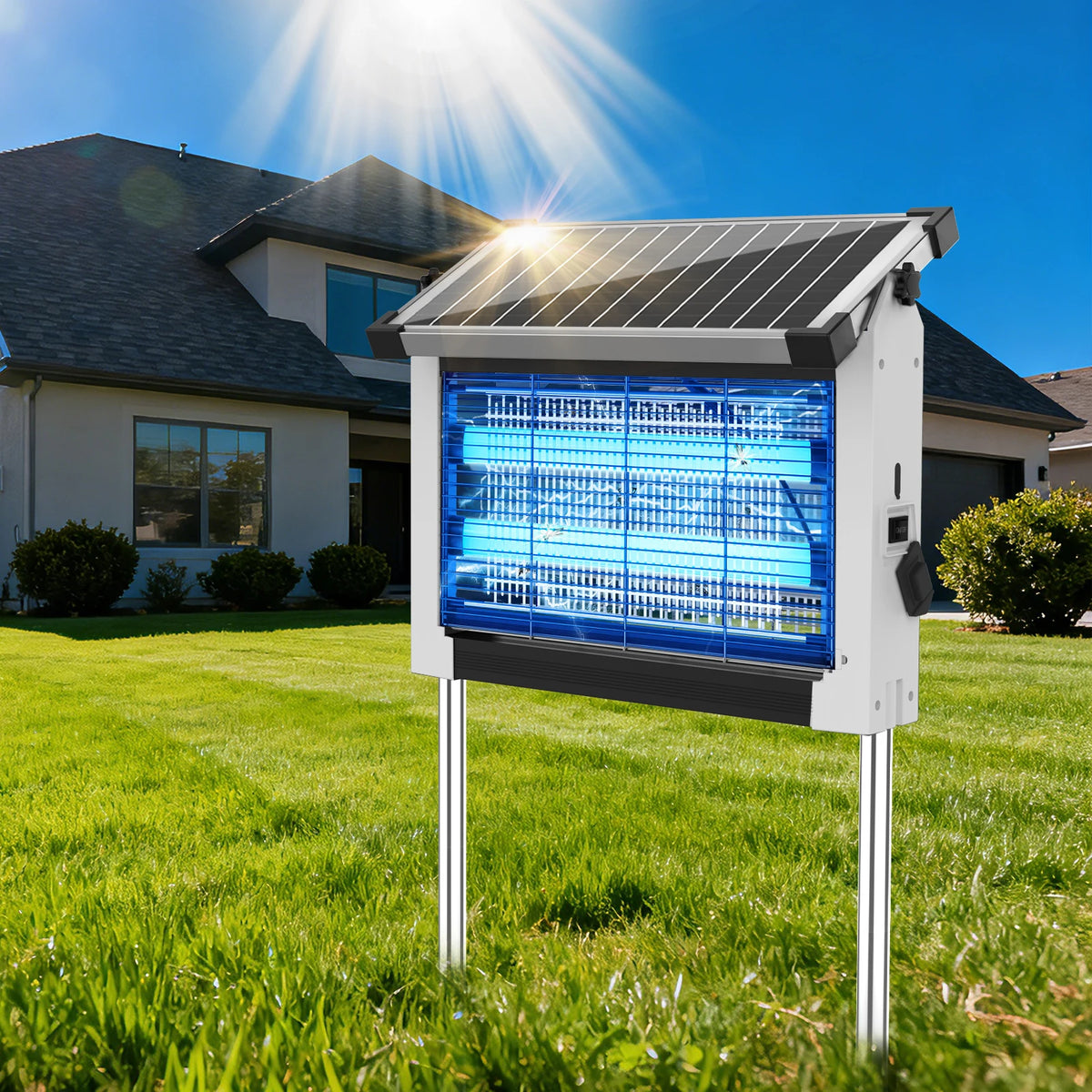 Solar Bug Zapper 4500V Outdoor Mosquito Zapper With Panel Sensor