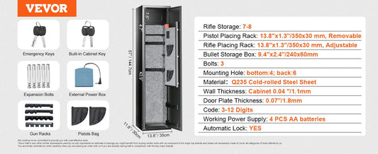 SucceBuy Digital Keypad Gun Safe Cabinet For Long Guns And Pistols