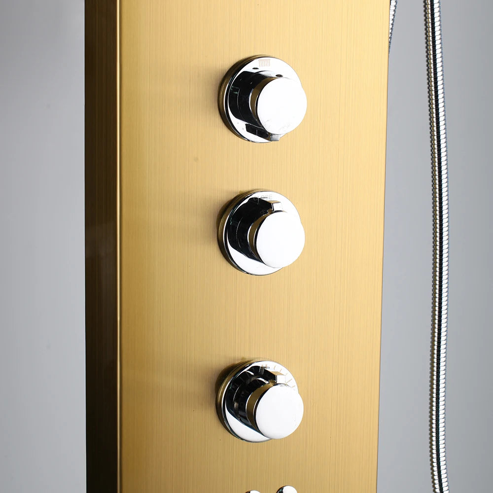Mekkhala Multifunctional Brass Shower Panel Tower With Massage Jets