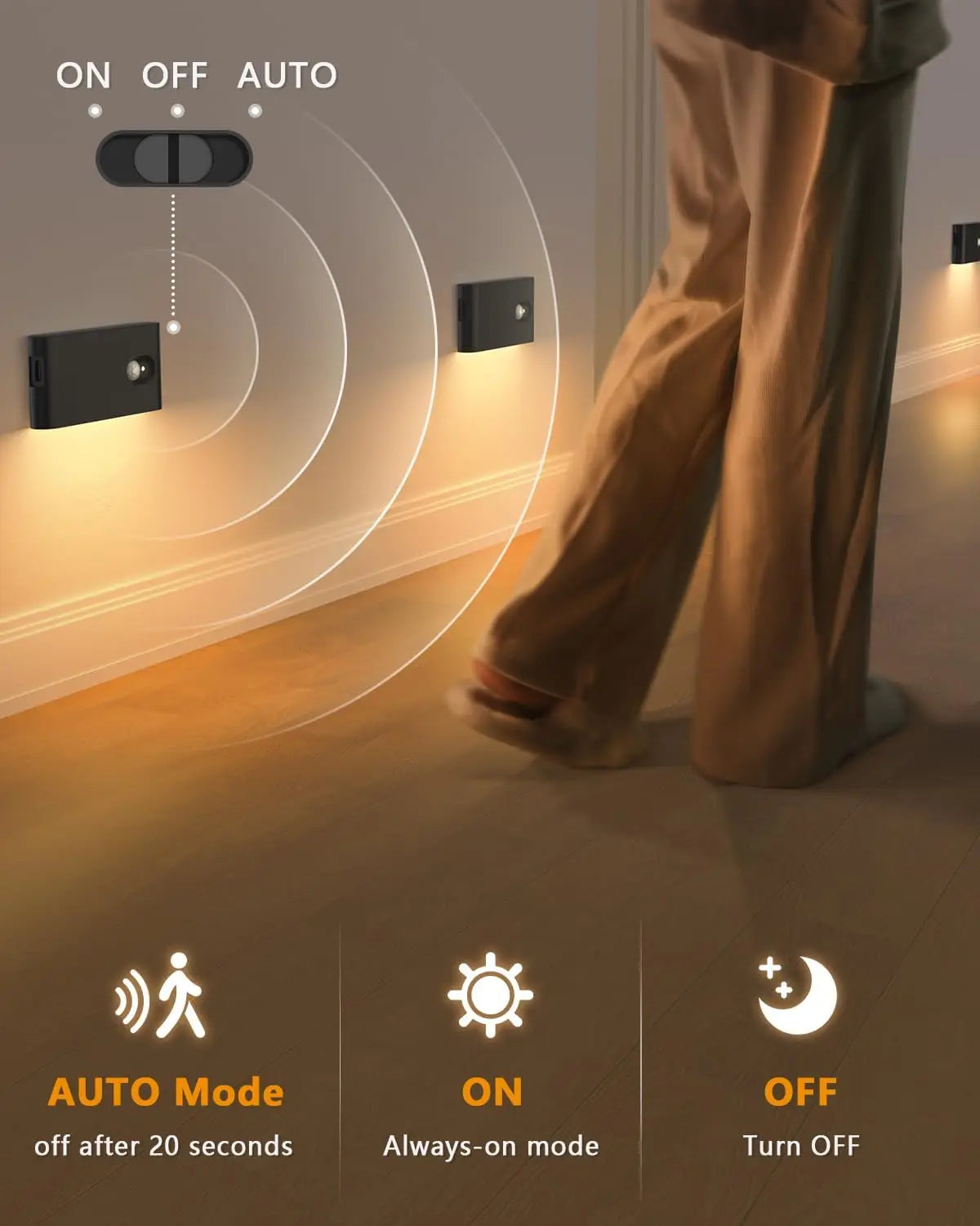 Willed Motion Sensor Stair Lights Wireless Battery Rechargeable Night Lights