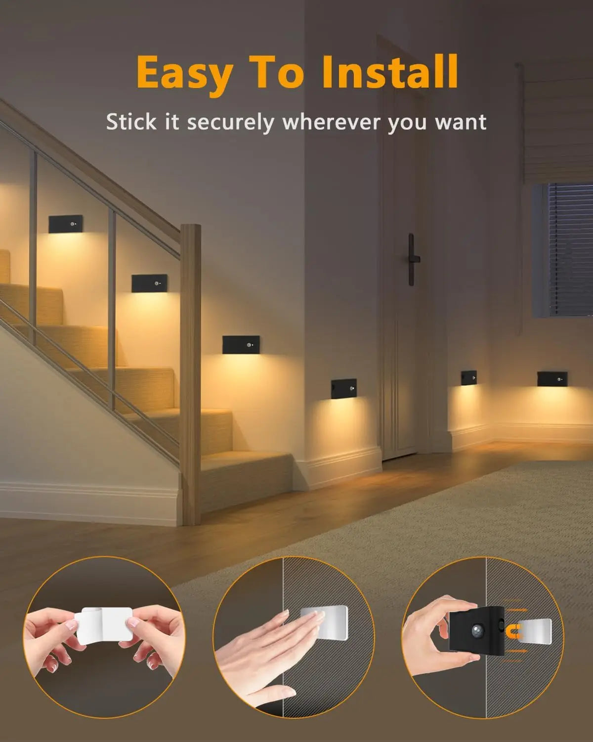 Willed Motion Sensor Stair Lights Wireless Battery Rechargeable Night Lights