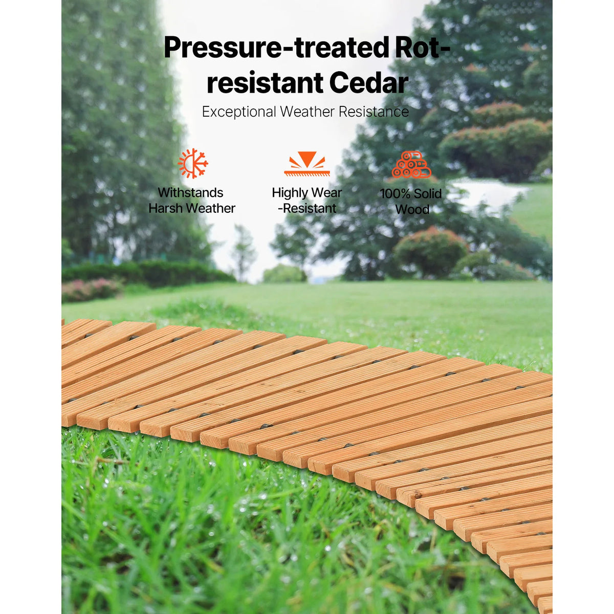 Curved Cedar Garden Pathway Non Slip Roll Out Walkway Backyard